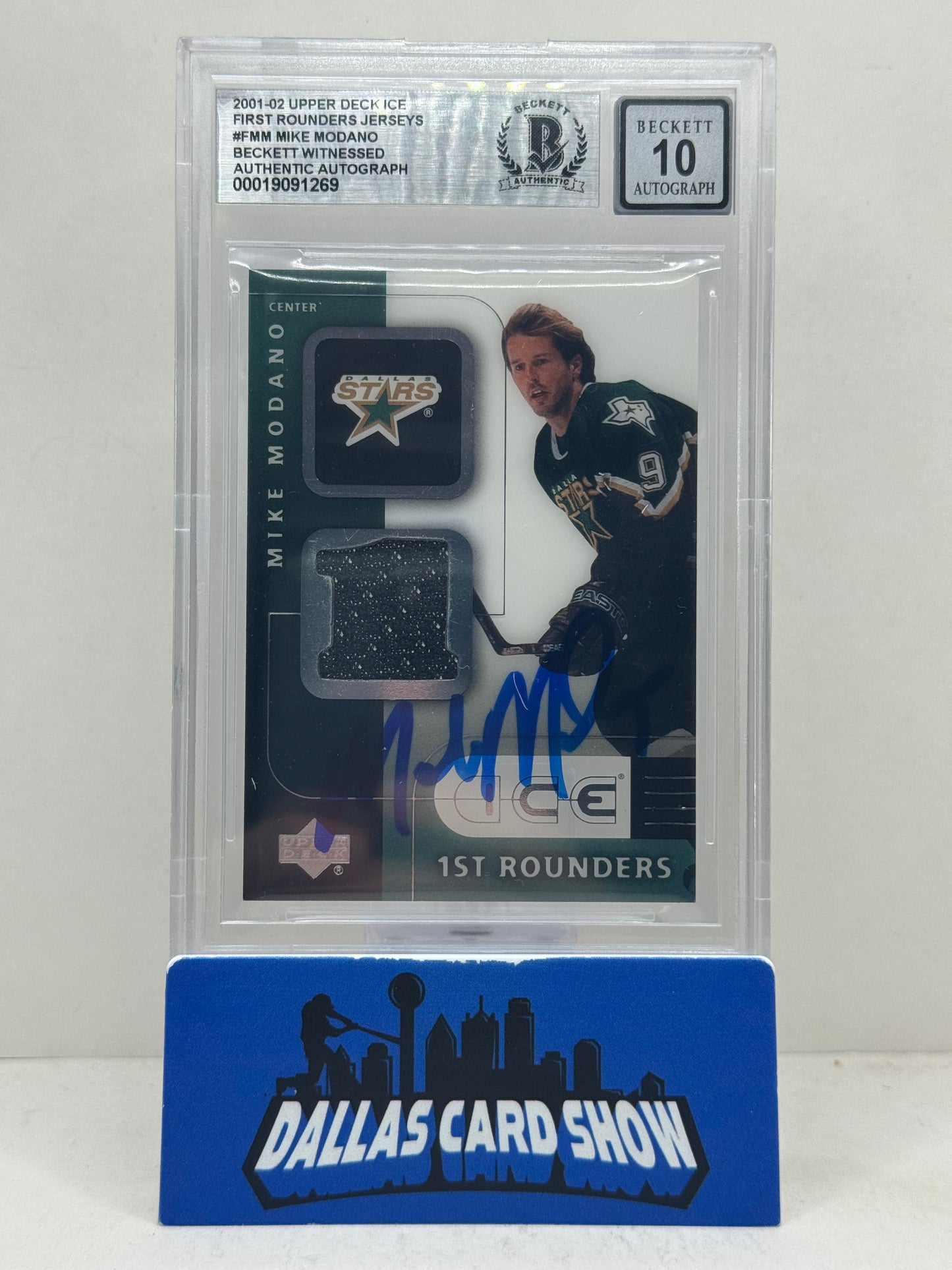 2001-02 Upper Deck Ice Mike Modano First Round Jerseys BGS Authentic 10 Autograph