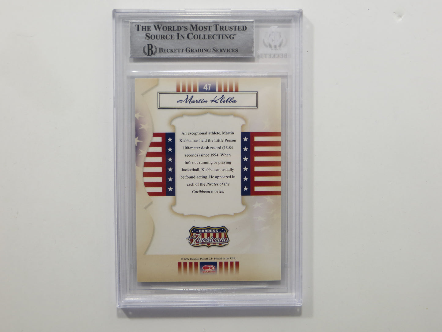 MARTIN KLEBBA SIGNED BGS BAS SLAB 2007 AMERICANA #47 Pirates of the Caribbean
