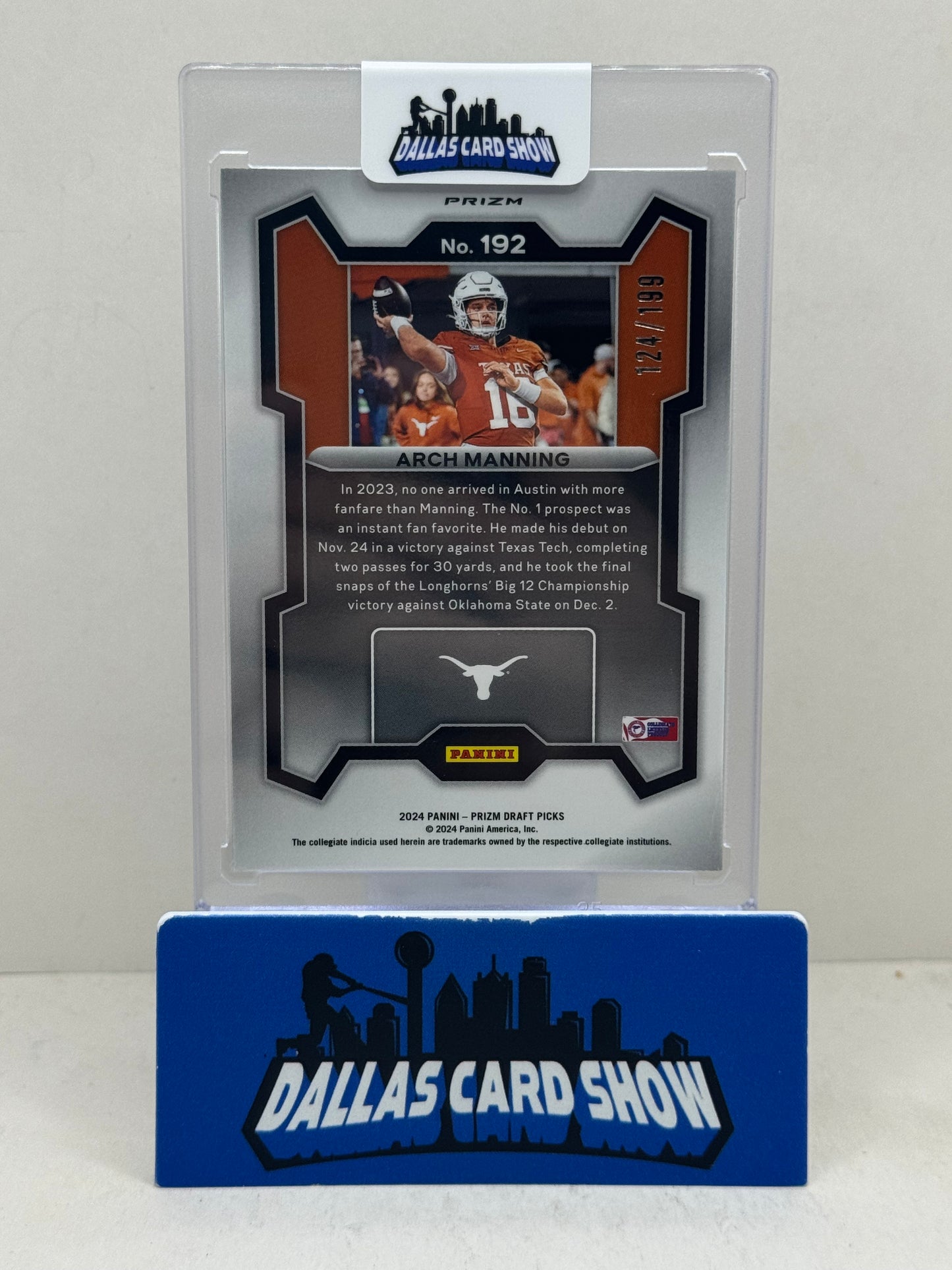 2024 Panini Prizm Draft Picks #192 Arch Manning Blue Rookie RC /199 Longhorns