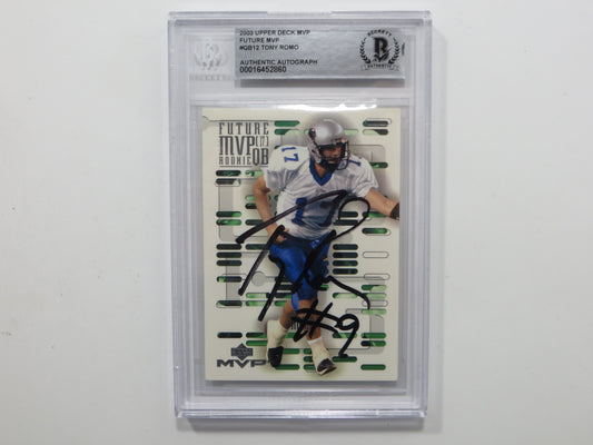 TONY ROMO SIGNED BGS BAS SLAB 2003 Upper Deck MVP #QB12 DALLAS COWBOYS