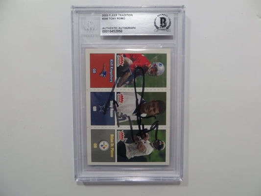 TONY ROMO SIGNED BGS BAS SLAB 2003 FLEER TRADITION #299 DALLAS COWBOYS