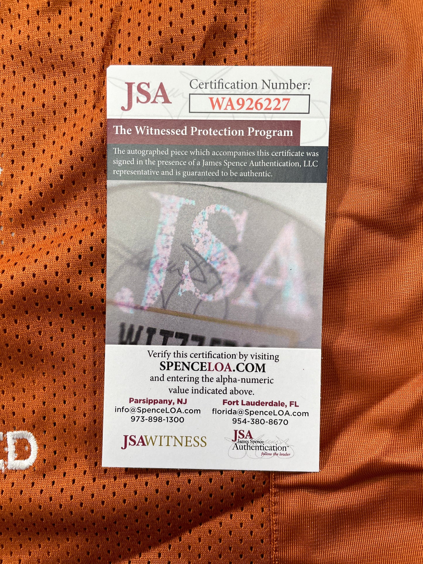 VINCE YOUNG TEXAS LONGHORNS SIGNED STAT JERSEY JSA COA