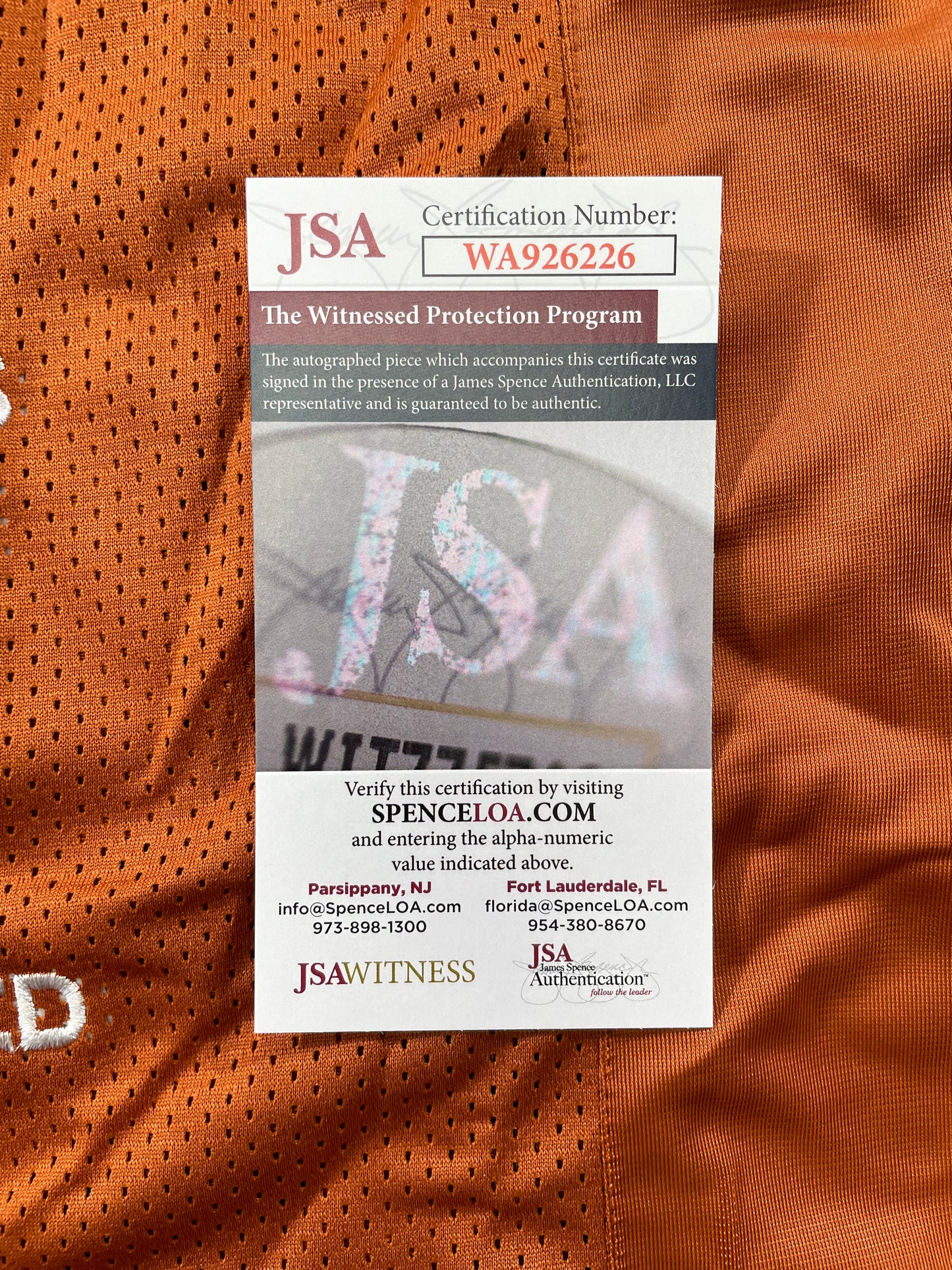 VINCE YOUNG TEXAS LONGHORNS SIGNED STAT JERSEY JSA COA