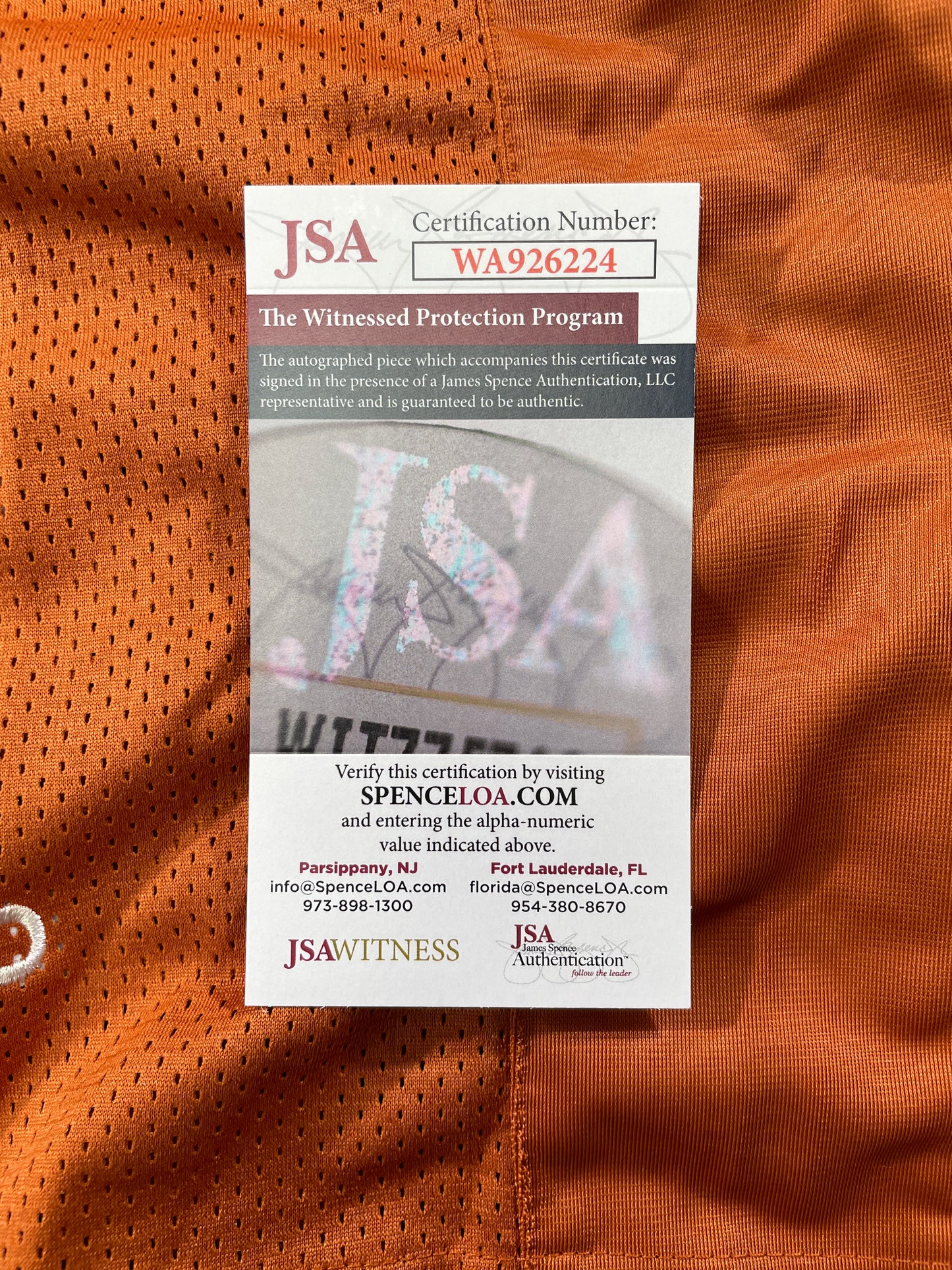 VINCE YOUNG TEXAS LONGHORNS SIGNED STAT JERSEY JSA COA