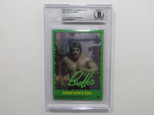 LOU FERRIGNO SIGNED 1979 TOPPS INCREDIBLE HULK #82 BGS SLAB