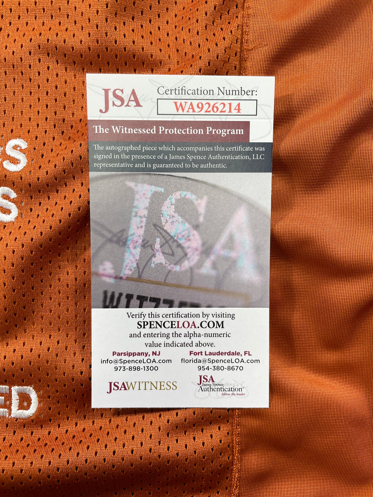 VINCE YOUNG TEXAS LONGHORNS SIGNED STAT JERSEY JSA COA