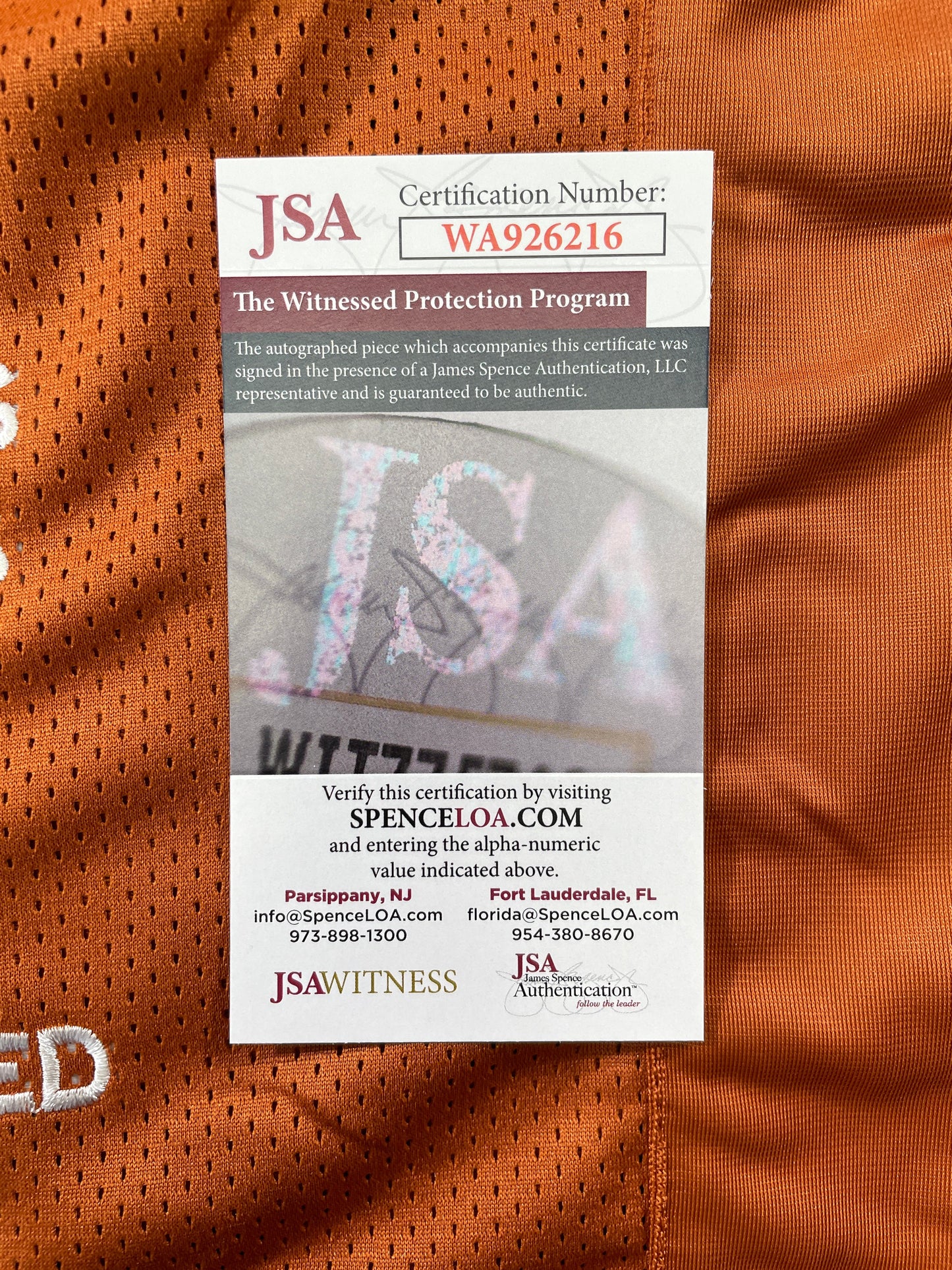 VINCE YOUNG TEXAS LONGHORNS SIGNED STAT JERSEY JSA COA