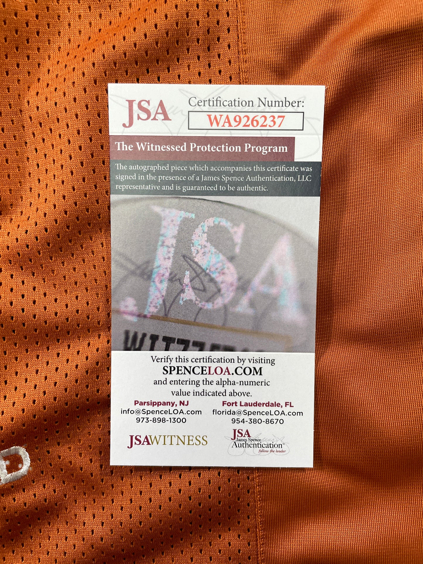 VINCE YOUNG TEXAS LONGHORNS SIGNED STAT JERSEY JSA COA