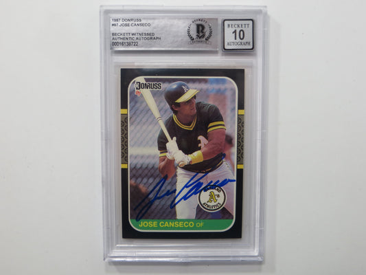 JOSE CANSECO SIGNED BGS BAS SLAB 1987 DONRUSS #39 A's Auto 10