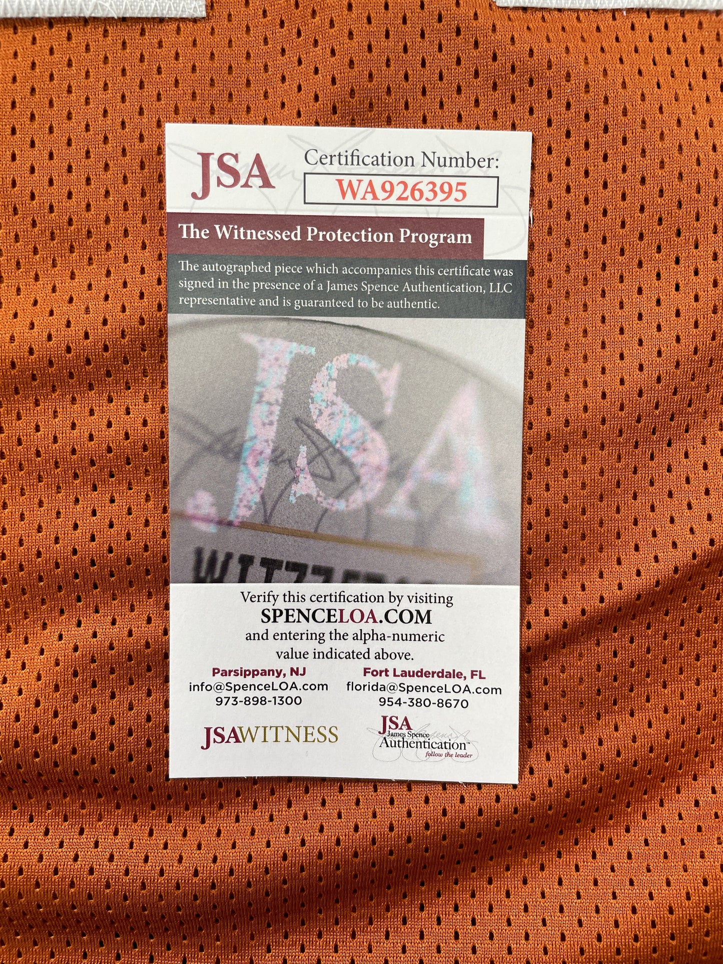 VINCE YOUNG TEXAS LONGHORNS SIGNED JERSEY JSA COA