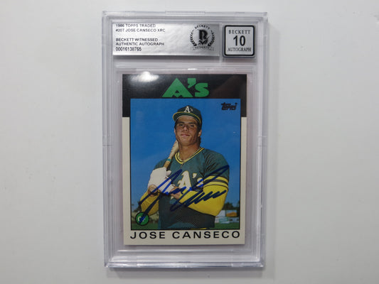 JOSE CANSECO SIGNED BGS BAS SLAB 1986 TOPPS TRADED #20T XRC A's Auto 10