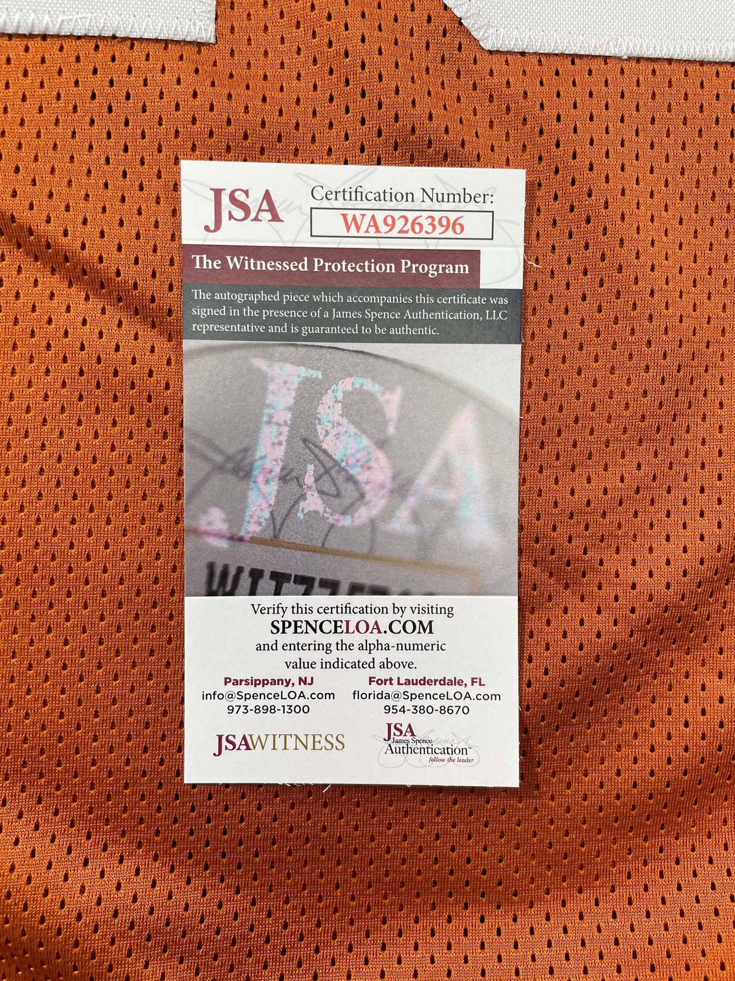 VINCE YOUNG TEXAS LONGHORNS SIGNED JERSEY JSA COA