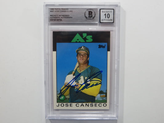 JOSE CANSECO SIGNED BGS BAS SLAB 1986 TOPPS TRADED #20T XRC A's Auto 10