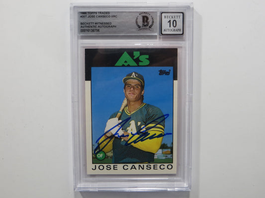 JOSE CANSECO SIGNED BGS BAS SLAB 1986 TOPPS TRADED #20T XRC A's Auto 10