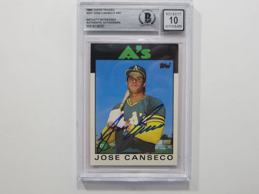 JOSE CANSECO SIGNED BGS BAS SLAB 1986 TOPPS TRADED #20T XRC A's Auto 10