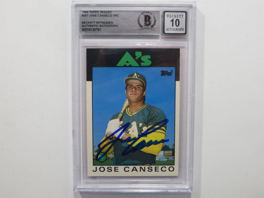 JOSE CANSECO SIGNED BGS BAS SLAB 1986 TOPPS TRADED #20T XRC A's Auto 10