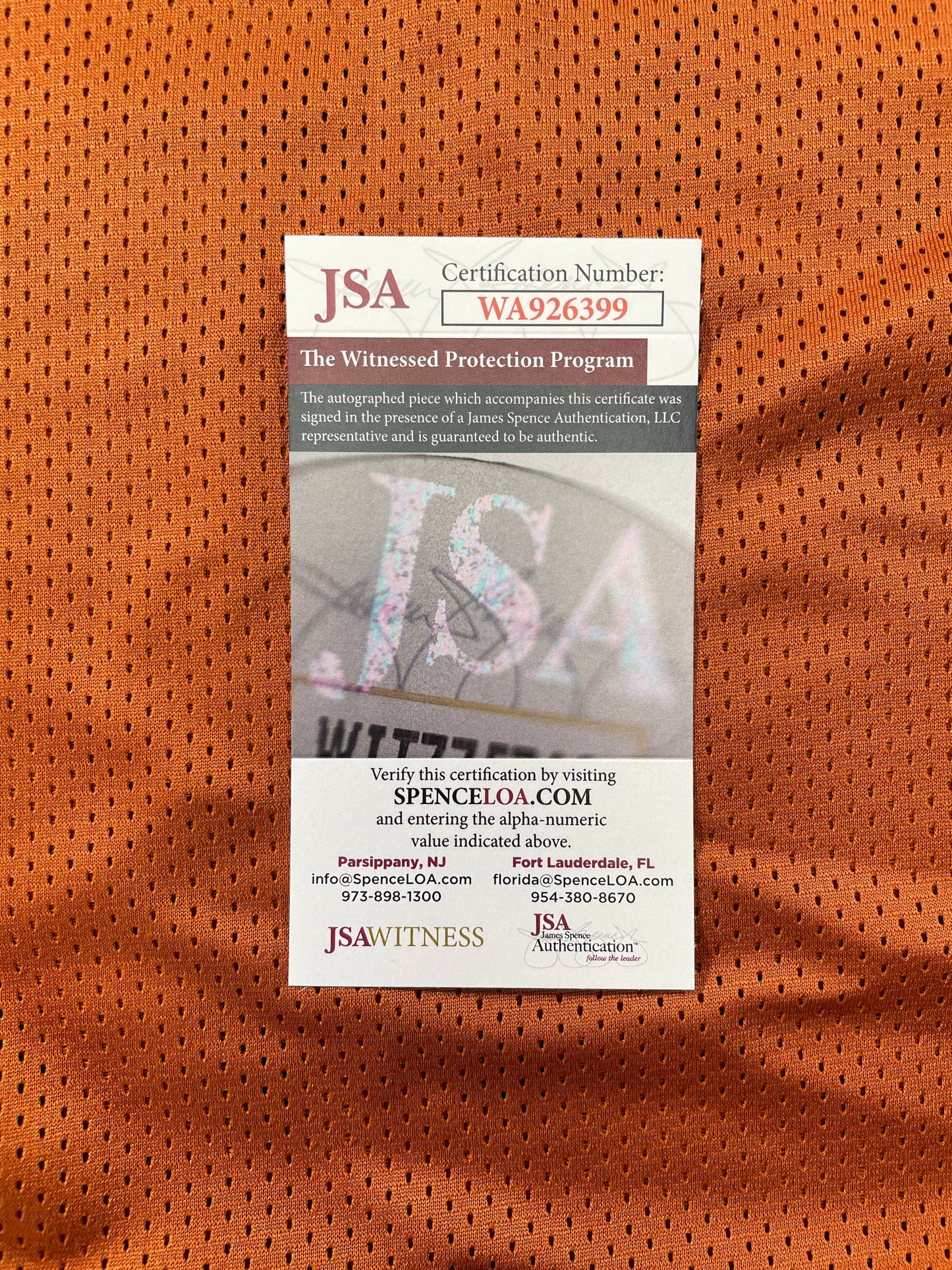 VINCE YOUNG TEXAS LONGHORNS SIGNED JERSEY JSA COA