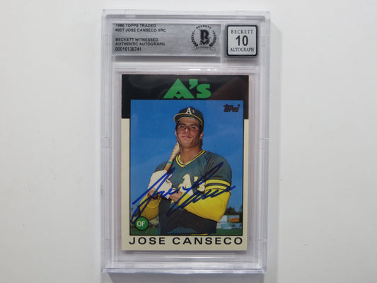 JOSE CANSECO SIGNED BGS BAS SLAB 1986 TOPPS TRADED #20T XRC A's Auto 10