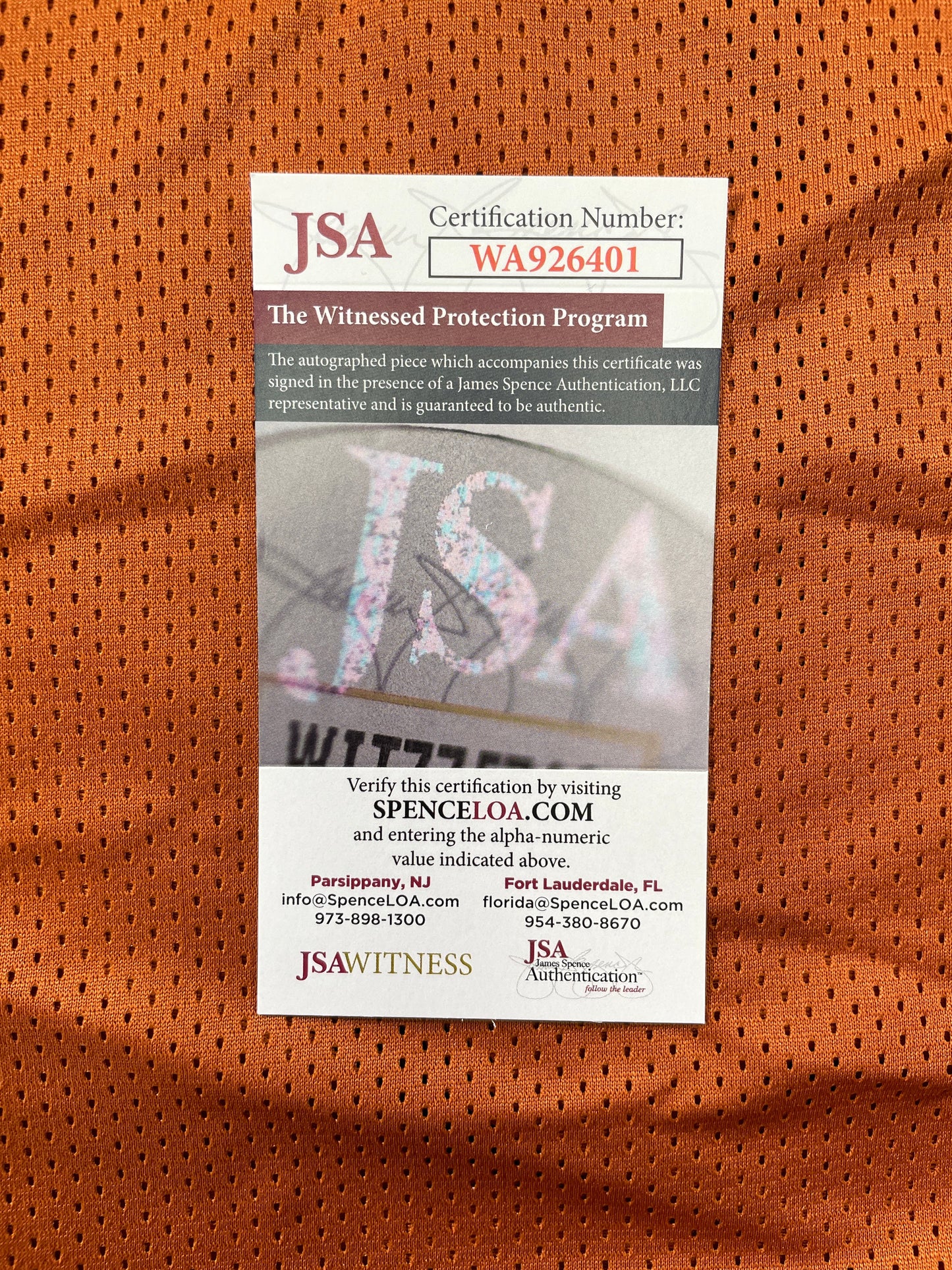 VINCE YOUNG TEXAS LONGHORNS SIGNED JERSEY JSA COA