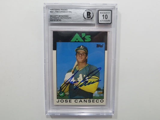 JOSE CANSECO SIGNED BGS BAS SLAB 1986 TOPPS TRADED #20T XRC A's Auto 10