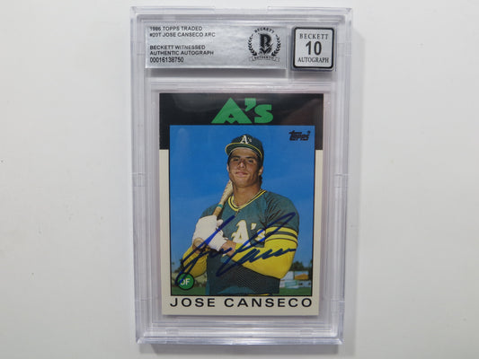 JOSE CANSECO SIGNED BGS BAS SLAB 1986 TOPPS TRADED #20T XRC A's Auto 10