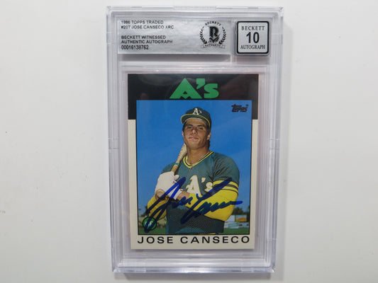 JOSE CANSECO SIGNED BGS BAS SLAB 1986 TOPPS TRADED #20T XRC A's Auto 10