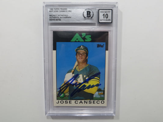 JOSE CANSECO SIGNED BGS BAS SLAB 1986 TOPPS TRADED #20T XRC A's Auto 10