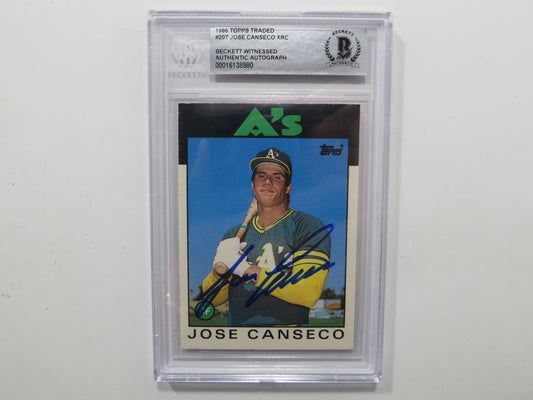 JOSE CANSECO SIGNED BGS BAS SLAB 1986 TOPPS TRADED #20T XRC A's Auto 10