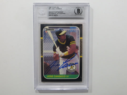 JOSE CANSECO SIGNED BGS BAS SLAB 1987 DONRUSS #39 A's Auto
