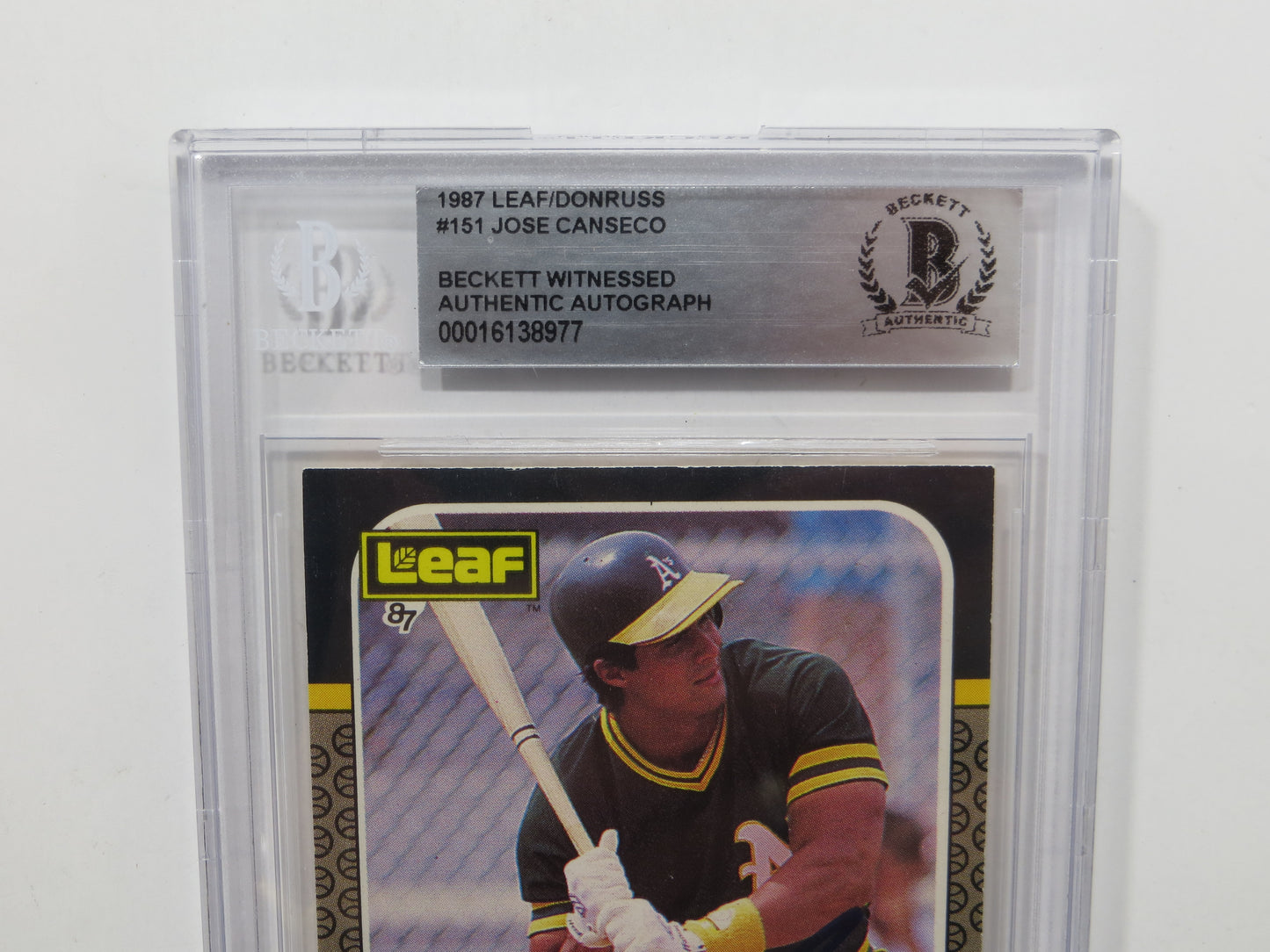 JOSE CANSECO SIGNED BGS BAS SLAB 1987 DONRUSS #39 A's Auto