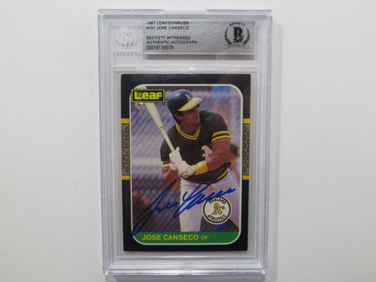 JOSE CANSECO SIGNED BGS BAS SLAB 1987 LEAF #39 A's Auto