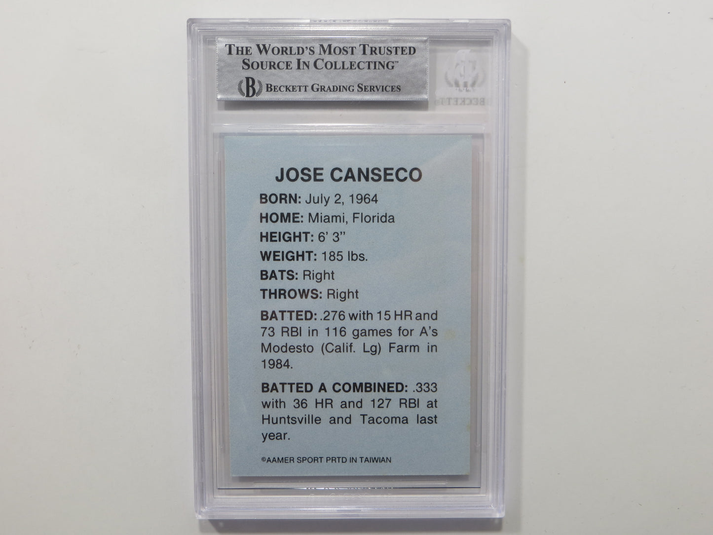 JOSE CANSECO SIGNED BGS BAS SLAB HUNTSVILLE STARS AAMER Sports CARD Auto 10