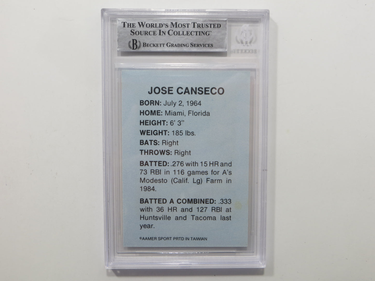 JOSE CANSECO SIGNED BGS BAS SLAB HUNTSVILLE STARS AAMER Sports CARD Auto