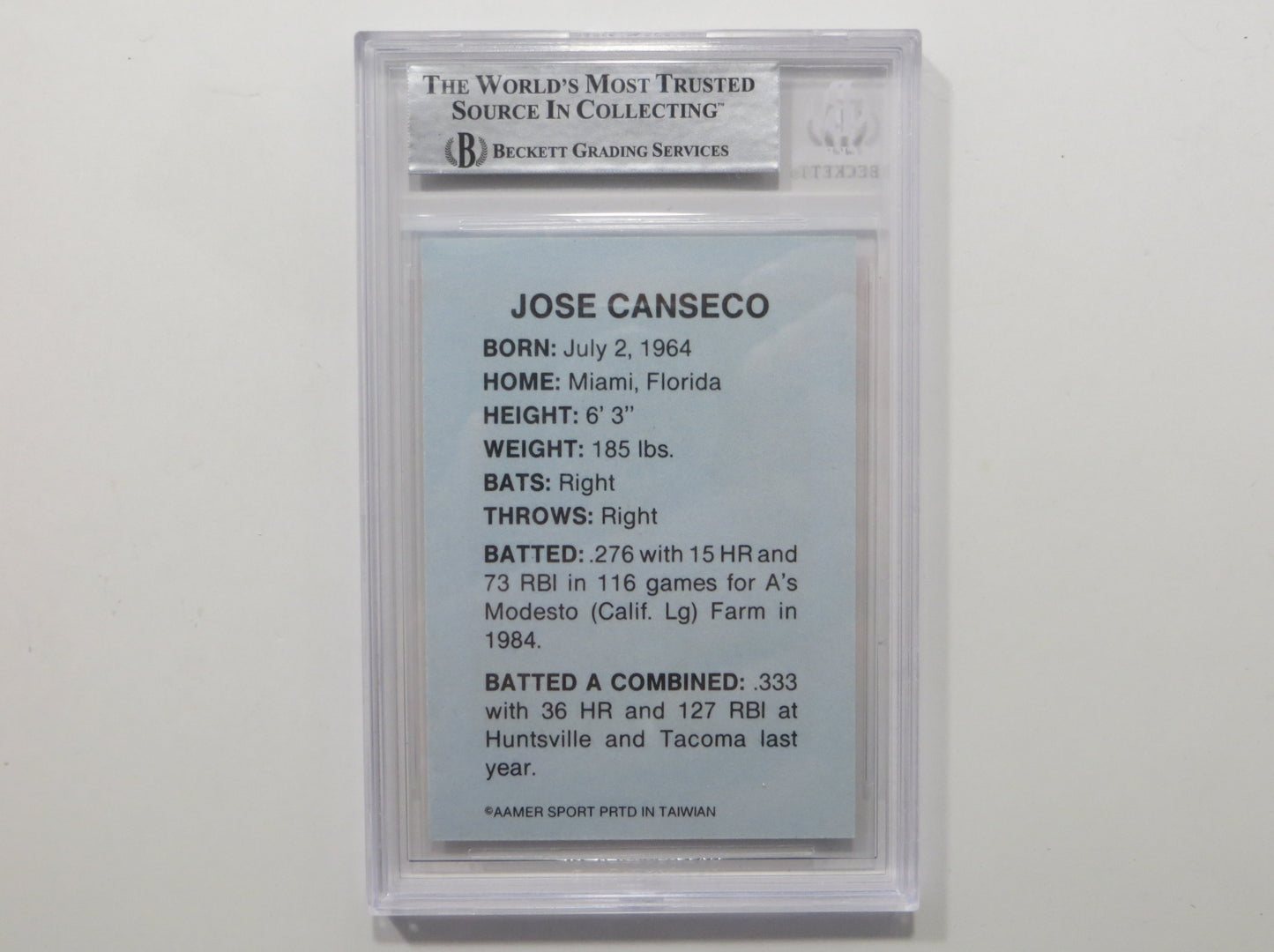 JOSE CANSECO SIGNED BGS BAS SLAB HUNTSVILLE STARS AAMER Sports CARD Auto