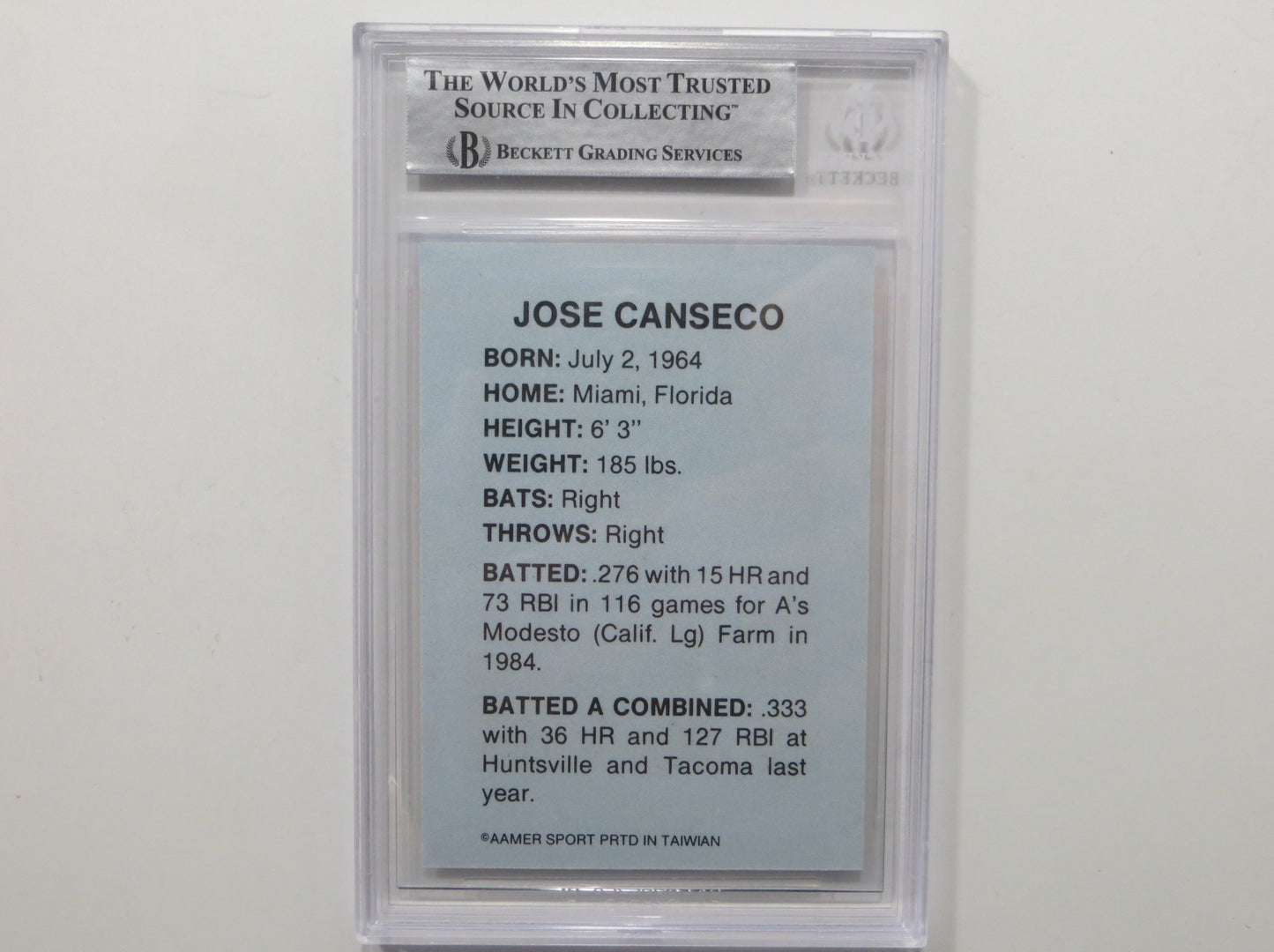JOSE CANSECO SIGNED BGS BAS SLAB HUNTSVILLE STARS AAMER Sports CARD Auto