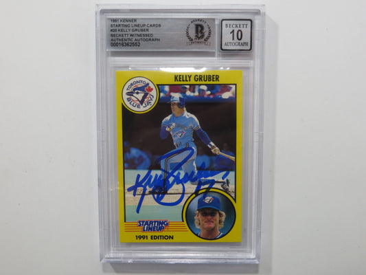 KELLY GRUBER SIGNED BGS BAS SLAB 1991 KENNER STARTING LINEUP #20 Auto 10