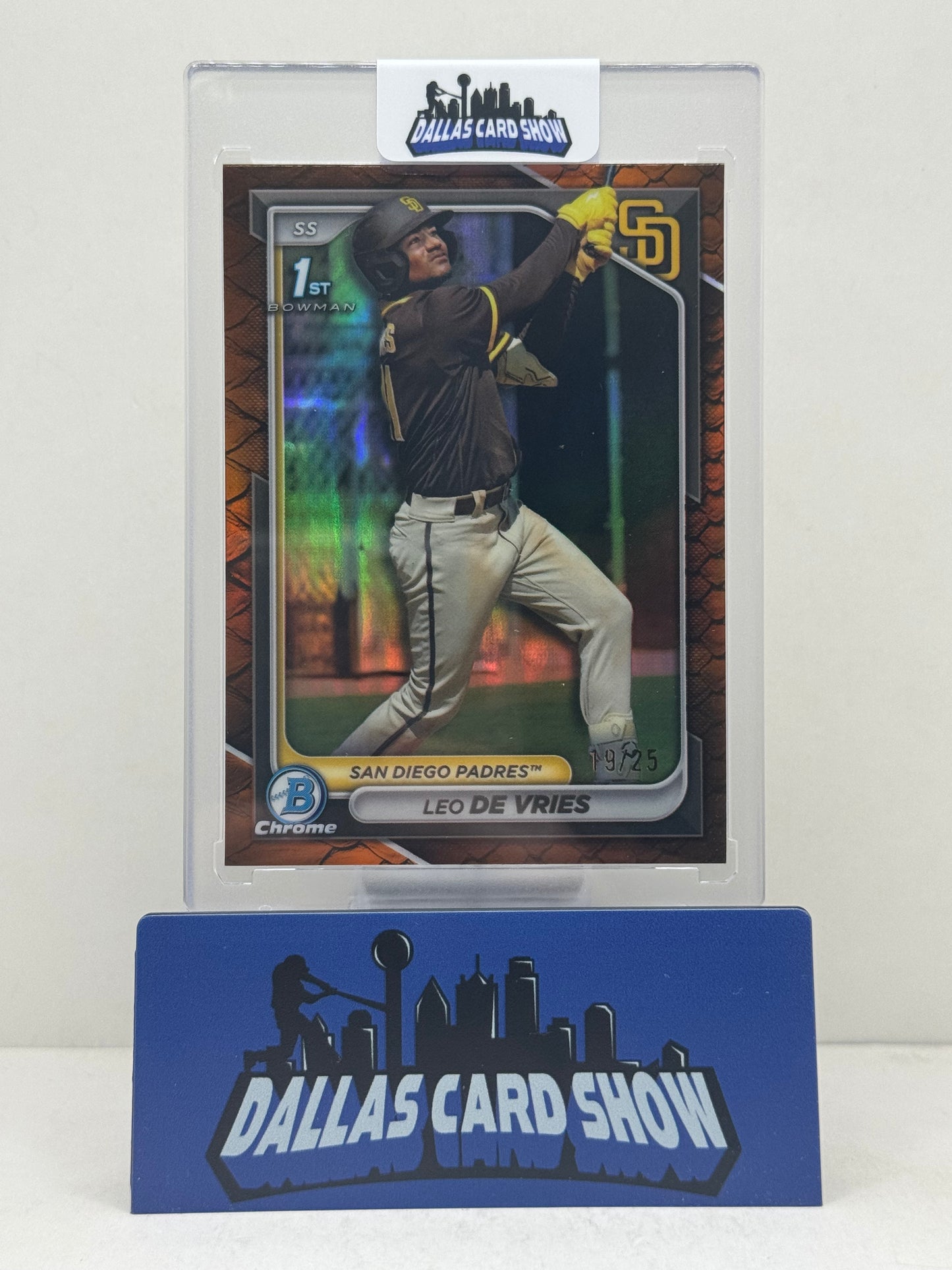 2024 Bowman Chrome #BCP-179 Leo De Vries Orange Reptillian 1st Bowman /25