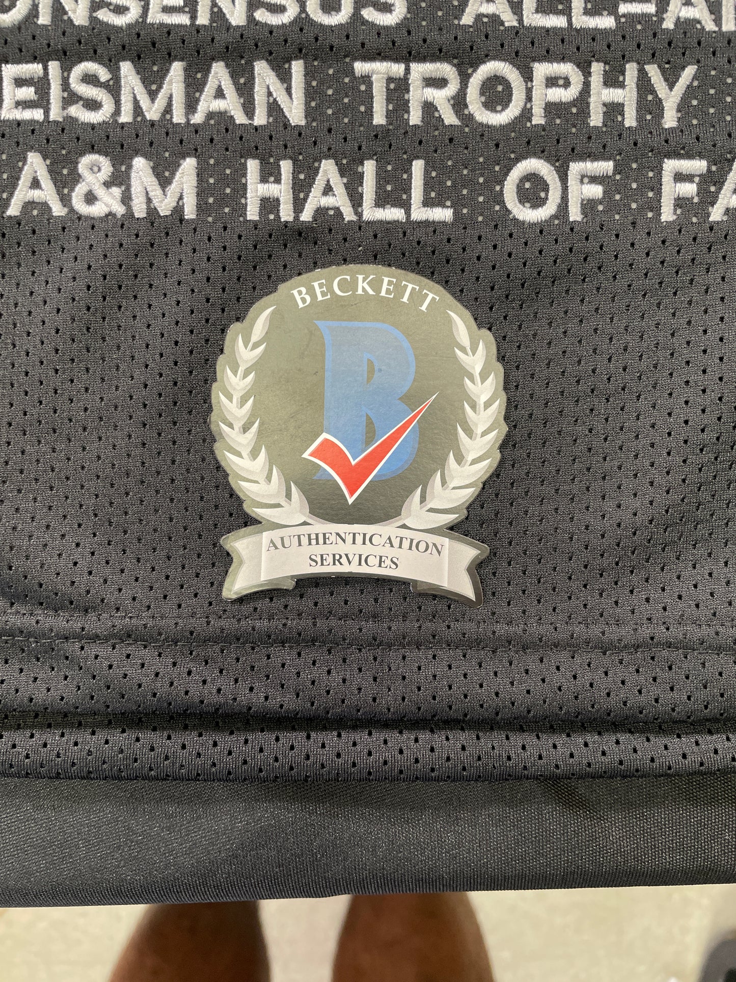 JOHNNY MANZIEL BLACK TEXAS A&M SIGNED STAT JERSEY w/"Home of the 12th Man" BAS