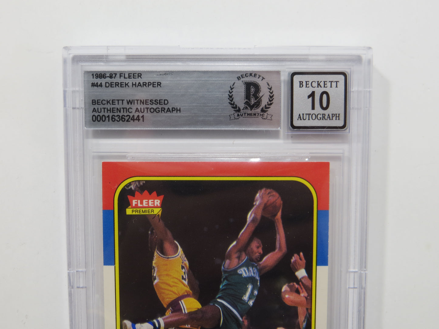 DEREK HARPER SIGNED BGS BAS SLAB 1986 FLEER #44 Rookie Auto 10 DALLAS MAVERICKS