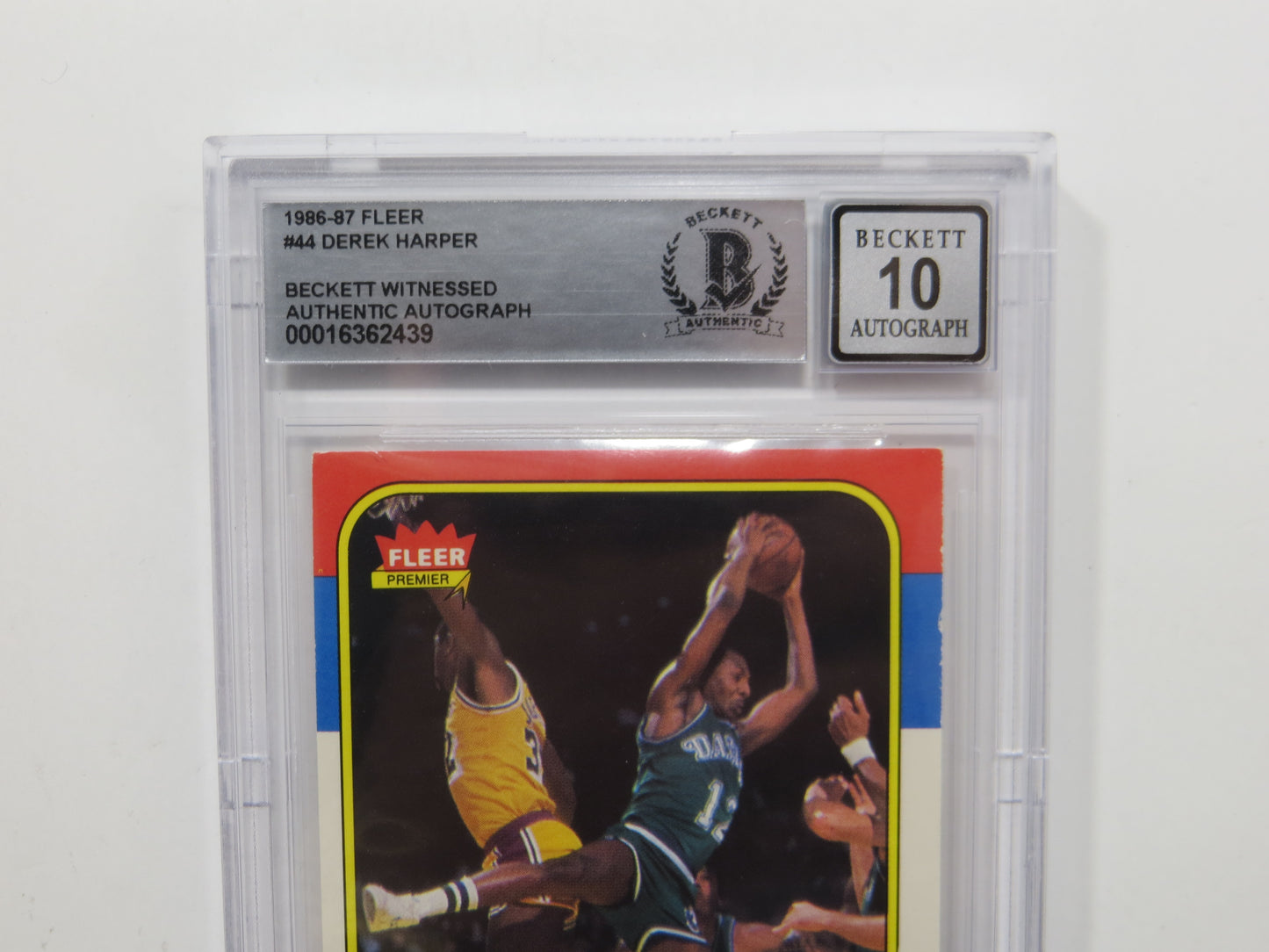 DEREK HARPER SIGNED BGS BAS SLAB 1986 FLEER #44 Rookie Auto 10 DALLAS MAVERICKS