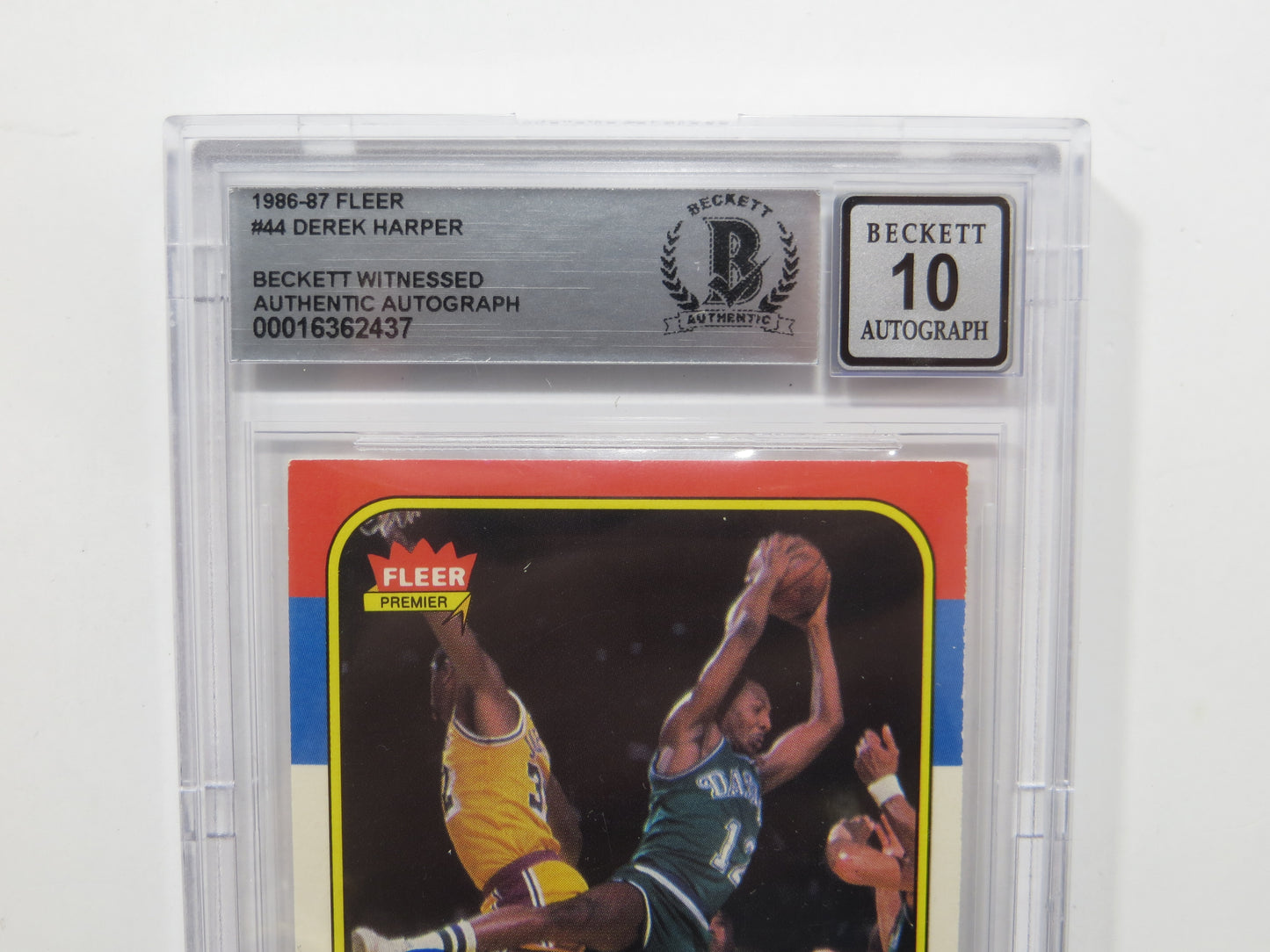 DEREK HARPER SIGNED BGS BAS SLAB 1986 FLEER #44 Rookie Auto 10 DALLAS MAVERICKS