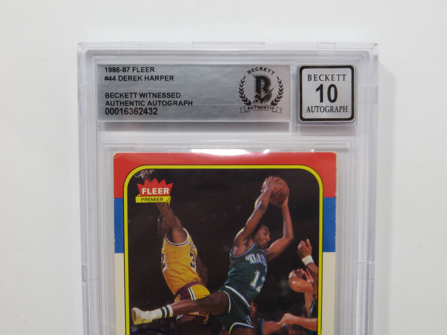DEREK HARPER SIGNED BGS BAS SLAB 1986 FLEER #44 Rookie Auto 10 DALLAS MAVERICKS