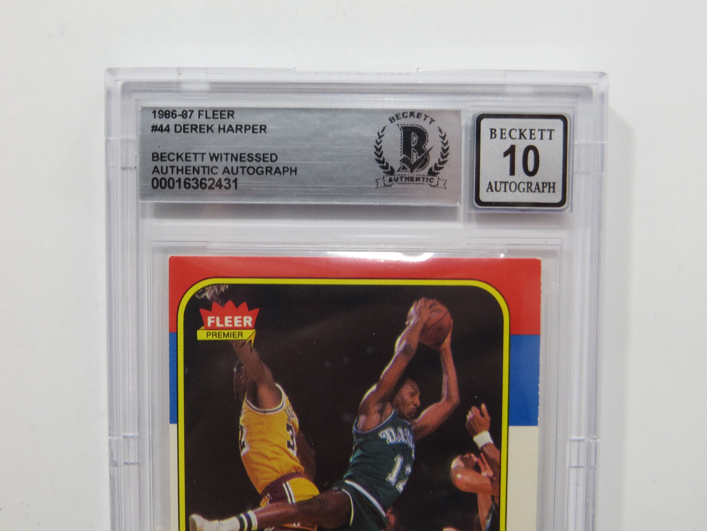DEREK HARPER SIGNED BGS BAS SLAB 1986 FLEER #44 Rookie Auto 10 DALLAS MAVERICKS