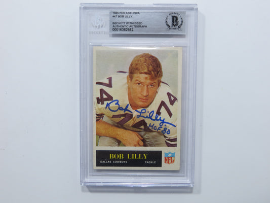 BOB LILLY SIGNED 1965 Philadelphia #47 BGS BAS SLAB w/HOF 80 DALLAS COWBOYS