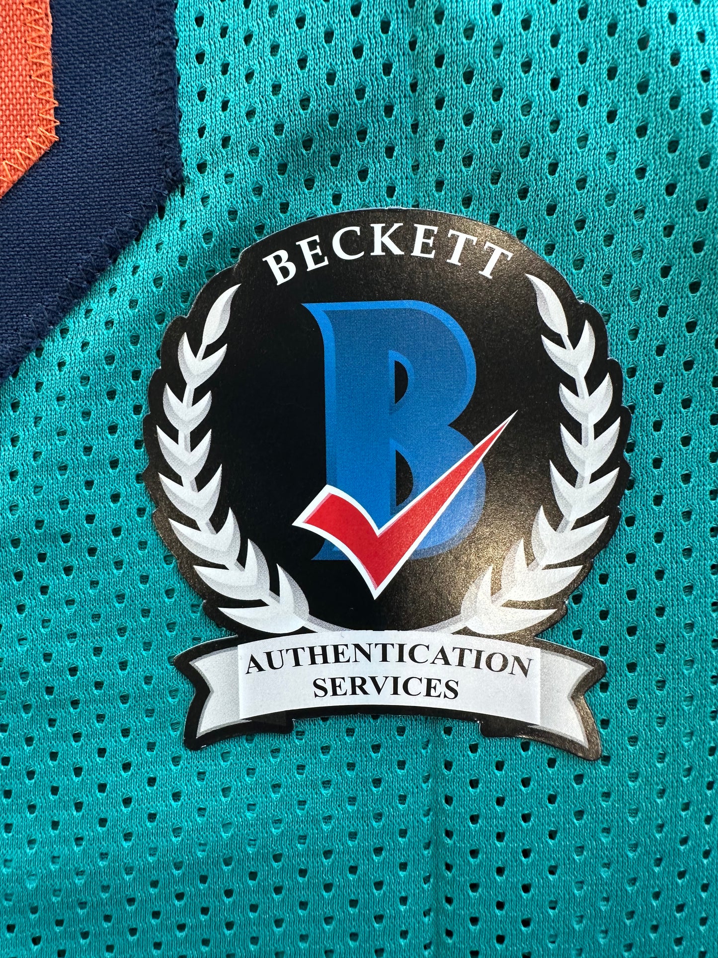 ZACH THOMAS SIGNED TEAL JERSEY MIAMI DOLPHINS BAS