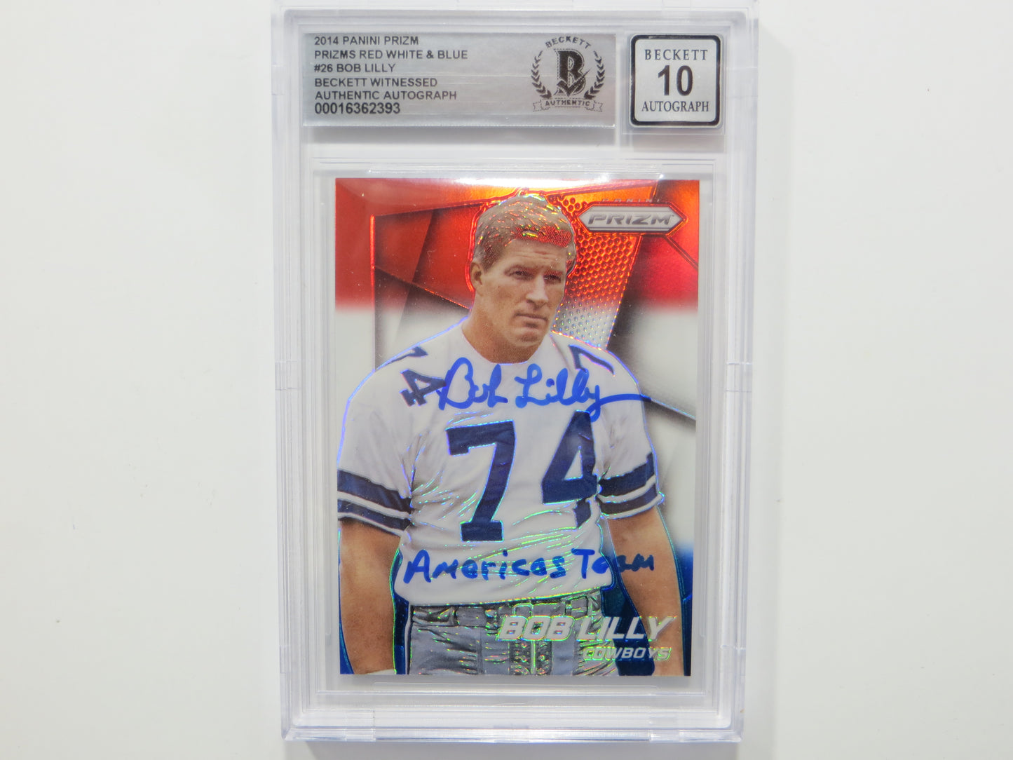 BOB LILLY SIGNED 2014 Panini Prizm #26 RWB BGS BAS SLAB w/Americas Team Auto 10