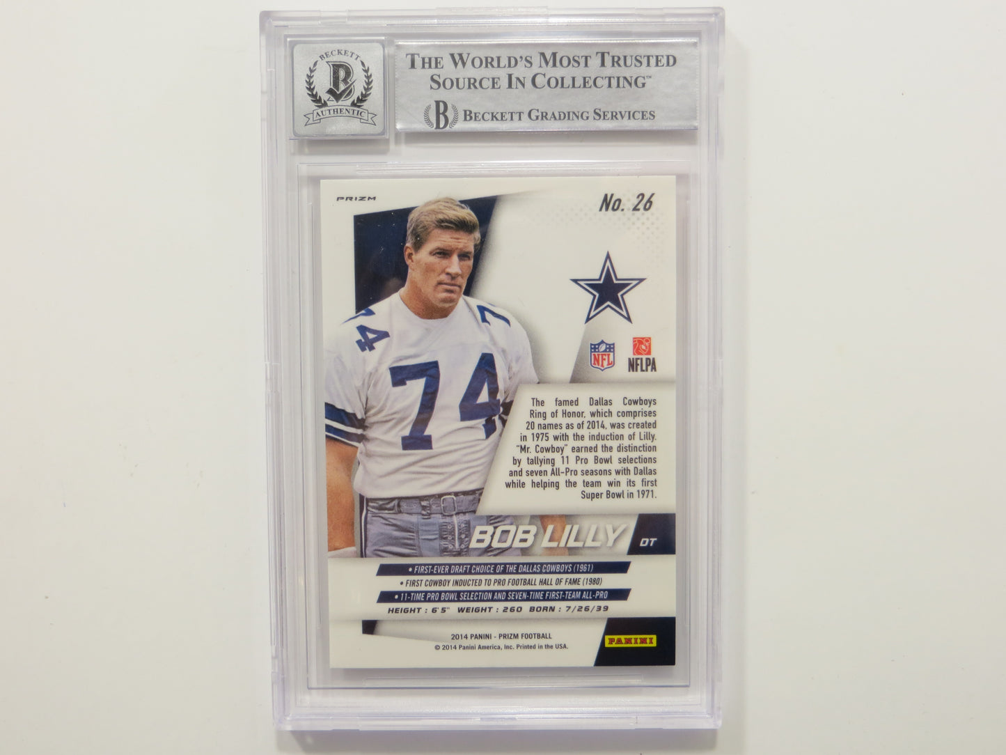 BOB LILLY SIGNED 2014 Panini Prizm #26 RWB BGS BAS SLAB w/Americas Team Auto 10