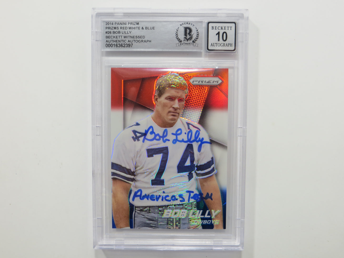 BOB LILLY SIGNED 2014 Panini Prizm #26 RWB BGS BAS SLAB w/Americas Team Auto 10