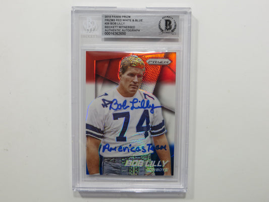 BOB LILLY SIGNED 2014 Panini Prizm #26 RWB BGS BAS SLAB w/Americas Team Auto 10
