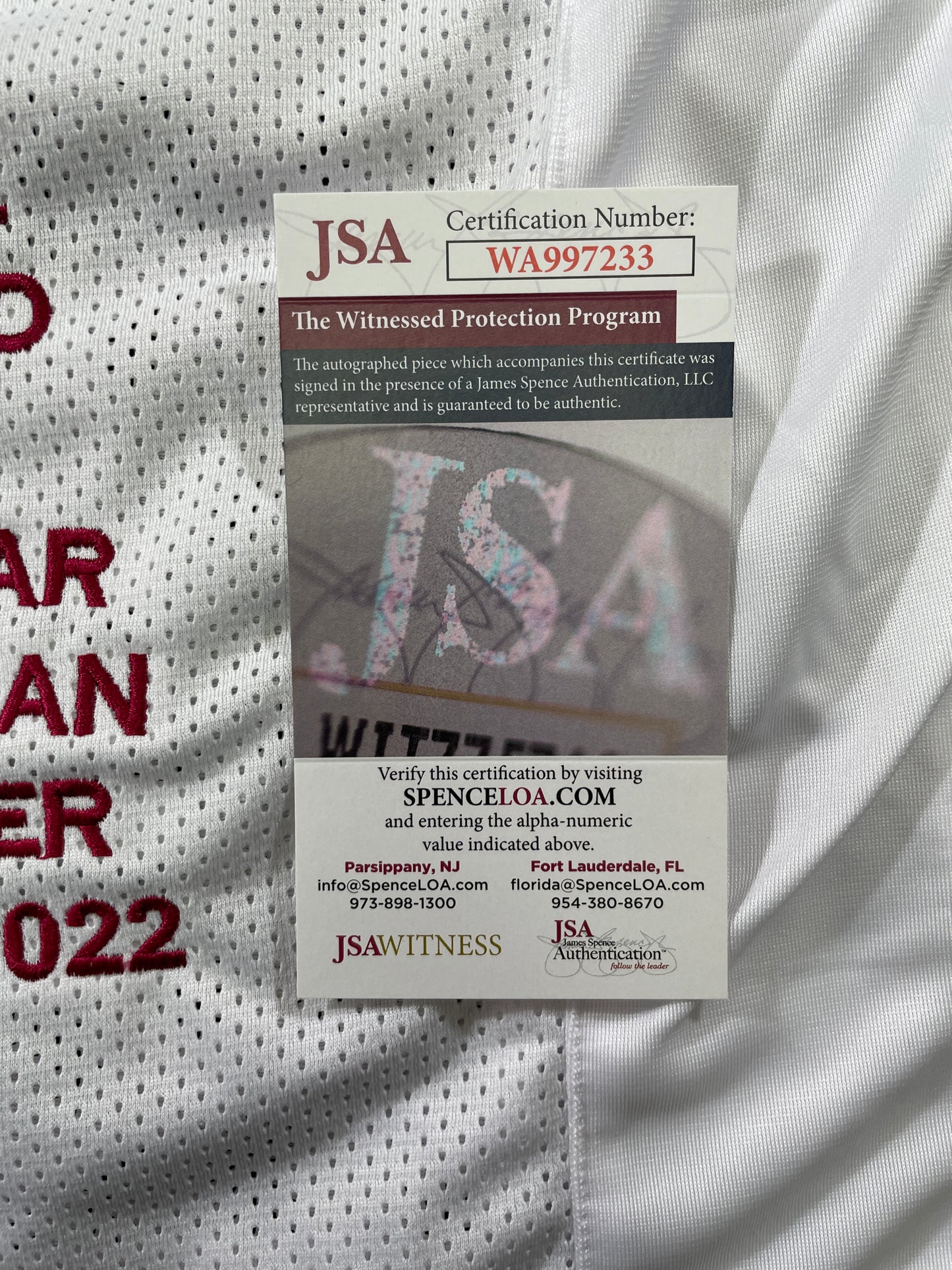 JOHNNY MANZIEL WHITE TEXAS A&M SIGNED STAT JERSEY w/"Home of the 12th Man" JSA